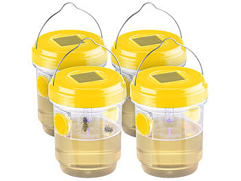 Wespenfalle: Exbuster 4er-Set giftfreie Solar-LED-Insektenfalle z. Aufhängen oder Hinstellen
