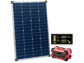 Stromgenerator: revolt Powerbank & Solar-Konverter mit mobilem 110-Watt-Solarpanel, 216Ah