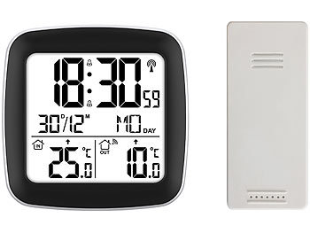 LCD Digitale Wecker Wetterstation Funkuhr Thermometer Innen-Außensensor Uhr 