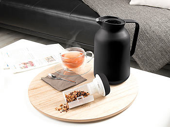 Rosenstein & Söhne 2in1-Vakuum-Isolierkanne für Kaffee und Tee, mit Teesieb, 1 Liter