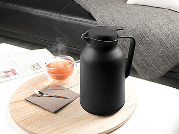 Rosenstein & Söhne Teekanne mit Einsatz: 2er-Set 2in1-Vakuum-Isolierkannen  für Kaffee und Tee, mit Teesieb, 1 l (Thermo-Teekanne mit Teesieb)