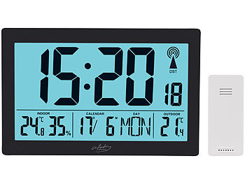 infactory Kompakte Funkuhr mit riesigem XXL-LCD-Display und Temperatur-Anzeige 