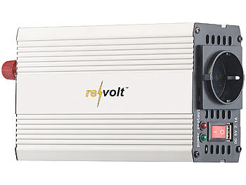 revolt Kfz-Sinus-Spannungswandler 12 Volt auf 230 Volt, USB-Ladeport, 300 W
