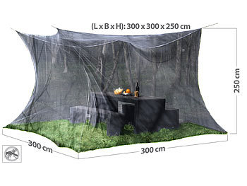 Mosquitonetz: infactory Moskitonetz für Innen und Außen, 300 x 300 x 250 cm, 220 Mesh, schwarz