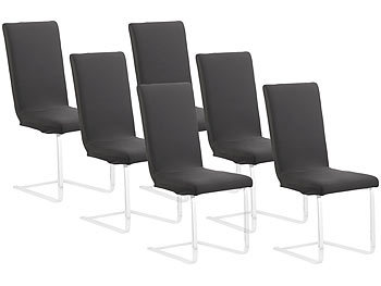 Stuhlüberzüge: infactory 6er-Set Stretch-Stuhlhusse mit Lehne, OEKO-TEX® Standard 100, schwarz