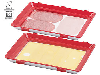 Aufschnittbox: Rosenstein & Söhne 2er-Set Frischhaltedosen für Wurst- und Käse-Aufschnitt