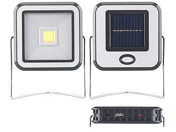 Lunartec Solar-COB-LED-Arbeitsleuchte im Baustrahler-Design 2er-Set 