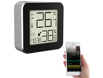 LCD Display Temperatur und Feuchtemessgerät mit Wecker Hygrometer Schwarz 