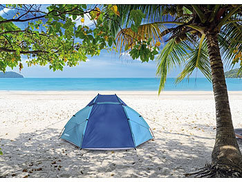 Semptec XXL-Strandzelt für 3 Personen, 240 x 120 x 120 cm, Lichtschutz UV 50+
