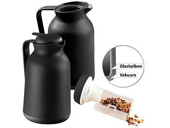 Isolier Teekanne: Rosenstein & Söhne 2er-Set 2in1-Vakuum-Isolierkannen für Kaffee und Tee, mit Teesieb, 1 l