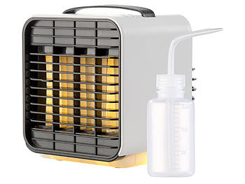 Mini Klimaanlage: Sichler Mobiler Mini-Akku-Luftkühler, 3-stufig, Nachtlicht-Funktion, 5 h Lz.