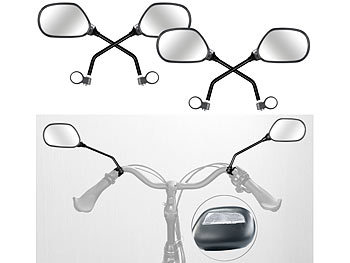 Spiegel Fahrrad: PEARL 4er-Set Fahrrad-Rückspiegel mit Lenkerhalterung, für rechts und links