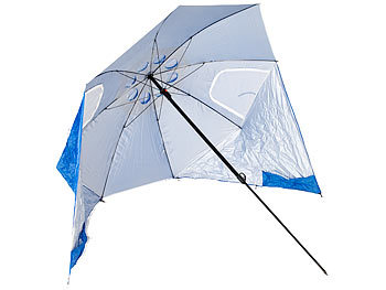 Windschutz Strandzelt Sonnenschutz Strandmuschel Schirm 2 in 1 Sonnenschirm 