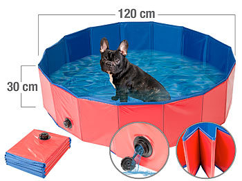 Faltbarer XL-Hundepool mit rutschfestem Boden, Ablassventil, 120x30 cm / Hundepool