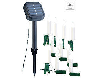 Lunartec Solar-Lichterkette für Außen mit 10 flackernden LED-Kerzen