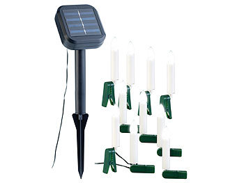 Lunartec Solar-Lichterkette für Außen mit 10 flackernden LED-Kerzen