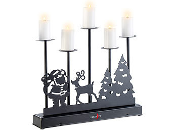 Lunartec 5-armiger Kerzenleuchter mit elektrischen Kerzen und Netzteil