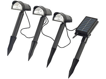 Lunartec Solar-LED-Wegespot, 4-tlg. mit 3 LED-Strahlern & Solarmodul