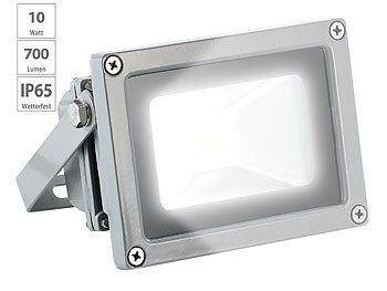 PEARL Wetterfester LED-Fluter, 10 W, warmweiß / 2700 K, IP65, metallgrau