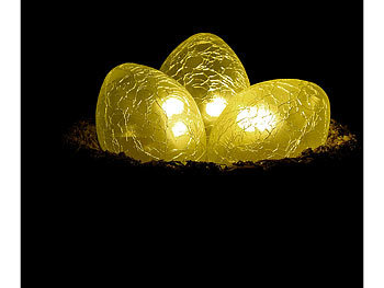 infactory Deko-Oster-Vogelnest mit 3 leuchtenden LED-Eiern