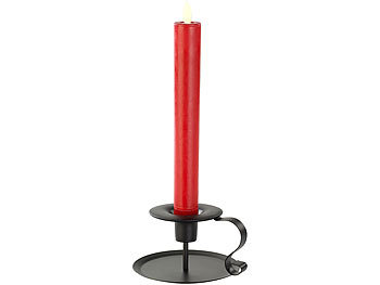 Britesta LED-Stabkerze mit schwarzem Kerzenhalter, bewegliche Flamme, rot