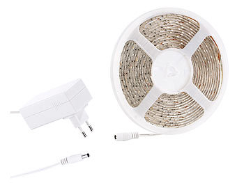 LED Band mit Netzteil: Lunartec LED-Streifen LE-300MA, 3 m, warmweiß mit Netzteil