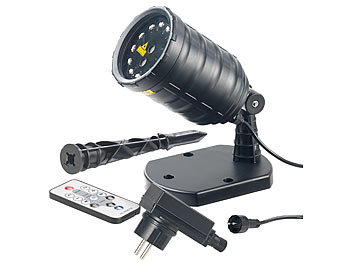 Lunartec Laser-Projektor mit 12 LEDs, 8 Licht-Effekte, Timer, Fernbed., IP65