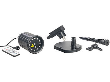 Lunartec Laser-Projektor mit 12 LEDs, 8 Licht-Effekte, Timer, Fernbed., IP65