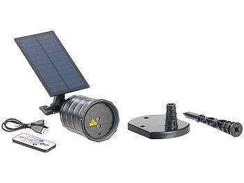 Lunartec Solar-Laser-Projektor mit Akku, Sternenregen-Lichteffekt, Timer, IP65
