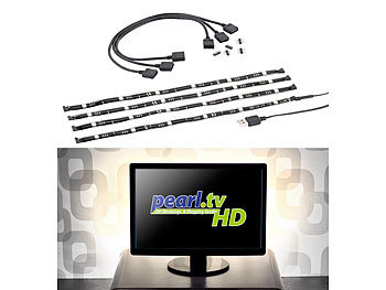 Lunartec TV-Hintergrundbeleuchtung mit 4 Leisten für 61 - 111 cm, warmweiß, USB