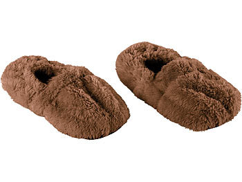 infactory Aufwärmbare Flausch-Pantoffeln mit Traubenkern-Füllung, Größe 36 - 38