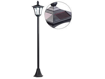 PIR- & Dämmerungssensor Laterne mit Bewegungssensor 2 flammig Royal Gardineer Steh-Lampen: Solar-LED-Gartenlaterne 600 Lumen