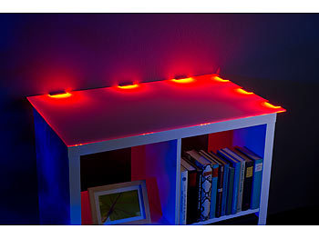 Lunartec 2er-Set LED-Glasbodenbeleuchtungen: 12 Klammern mit 36 RGB-LEDs
