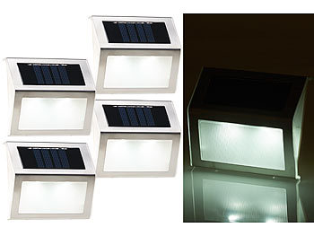 4 Stück LED Solarleuchte Zaunleuchte Wandleuchte Wegbeleuchtung Treppen Leuchte