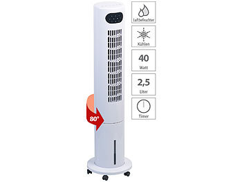 Ventilator mit Kühlung: Sichler 3in1-Turmventilator, Luftkühler & -befeuchter, 80° Oszillation, 40 W