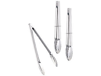 Set Di Posate Da Barbecue 3 Pezzi In Acciaio Inox Con Manici In Legno – Pinza, Forchetta E Spatola