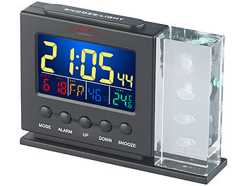 infactory 3D-Hologramm-Wetterstation mit Thermometer, Hygrometer, Uhr & Wecker