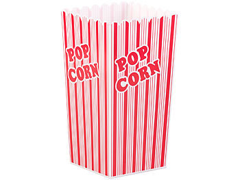 infactory 4er-Set wiederverwendbare Popcorn-Boxen, 2 Liter, rot-weiß gestreift