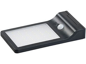 Lunartec 2er-Set Solar-LED-Wandleuchten, PIR-Sensor & Nachtlicht, IP44, 350 lm
