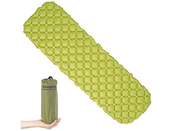 Schlafmatte: Semptec Ultraleichte Outdoor-Luftmatratze mit Tasche, schnell aufblasbar, grün