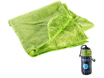 Handtuch Reise: Semptec Mikrofaser-Handtuch, 2 versch. Oberflächen, 80 x 40 cm, grün
