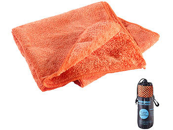 Handtuch Reise: Semptec Mikrofaser-Handtuch, 2 versch. Oberflächen, 80 x 40 cm, orange