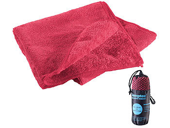 Handtuch saugfähig: Semptec Mikrofaser-Handtuch, 2 versch. Oberflächen, 80 x 40 cm, rot