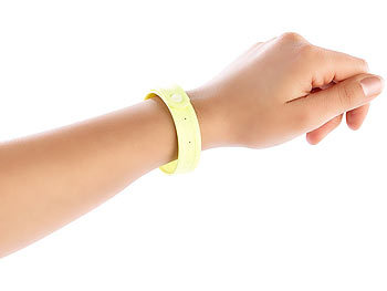 PEARL Größenverstellbares Anti-Mücken-Armband, 12er-Set (schwarz, rot, gelb)
