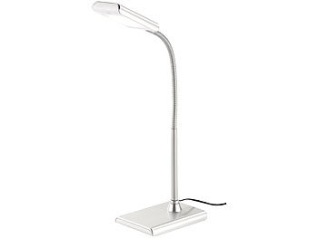LED-Schreibtischlampe (Schreibtischbeleuchtung) Schwanenhals, Schreibtischleuchte: 5 silbern Watt, Lunartec mit