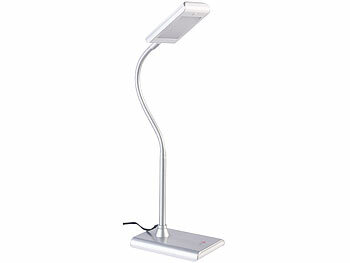 Lunartec Schreibtischleuchte: LED-Schreibtischlampe mit Schwanenhals, 5  Watt, silbern (Schreibtischbeleuchtung)