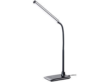Lunartec Tischlampe LED: Dimmbare LED-Schreibtischlampe 6 W mit Schwanenhals,  schwarz (Schreibtischleuchten)