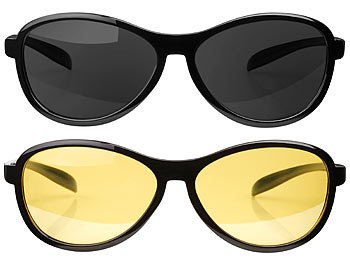 Nachsichtbrille: PEARL 2er-Set, Sonnen- & Nachtsichtbrille, polarisiert