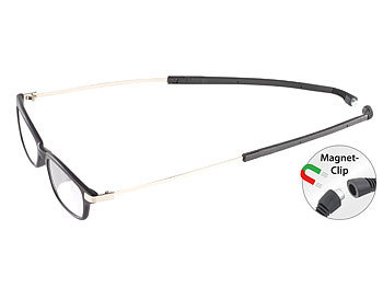 Magnetbrille: infactory Umhänge-Lesehilfe m. ausziehbaren Bügeln & Magnet-Verschluss, +1,0 dpt
