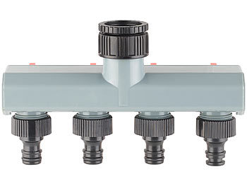 Royal Gardineer Bewässerungscomputer mit 4-Wege-Verteiler, Regensensor & Magnet-Ventil